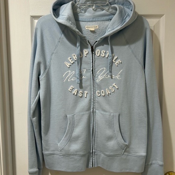 Aeropostale Zip Hoodie New York Powder Blue ~ Size Medium - Picture 2 of 5